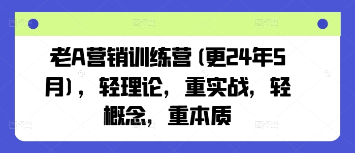 老A营销训练营(更24年11月)，轻理论，重实战，轻概念，重本质-云壹网创