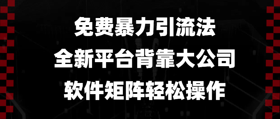 （13745期）免费暴力引流法，全新平台，背靠大公司，软件矩阵轻松操作-云壹网创