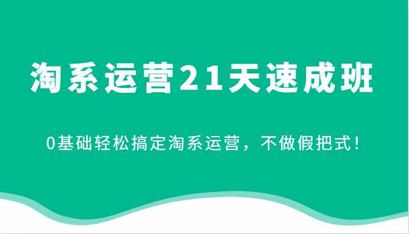 淘系运营21天速成班，0基础轻松搞定淘系运营，不做假把式！-云壹网创