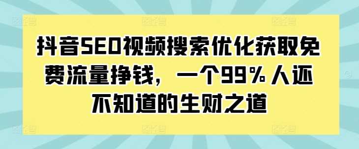 抖音SEO视频搜索优化获取免费流量挣钱，一个99%人还不知道的生财之道-云壹网创