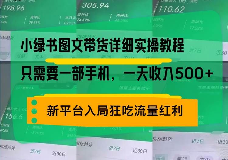 （13509期）小绿书图文带货详细实操教程，只需要一部手机，一天收入500+，轻松变现-云壹网创
