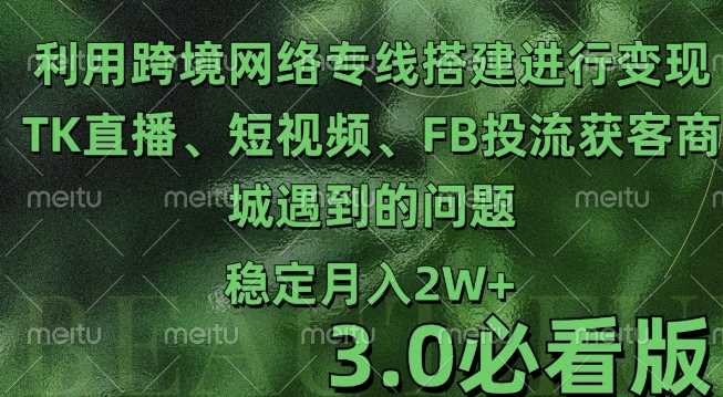 利用跨境电商网络及搭建TK直播、短视频、FB投流获客以及商城遇到的问题进行变现3.0必看版【揭秘】-云壹网创