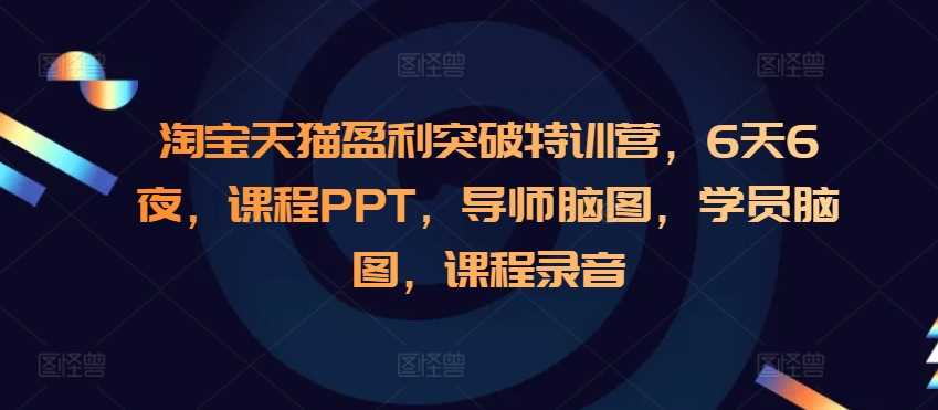 淘宝天猫盈利突破特训营，6天6夜，课程PPT，导师脑图，学员脑图，课程录音-云壹网创
