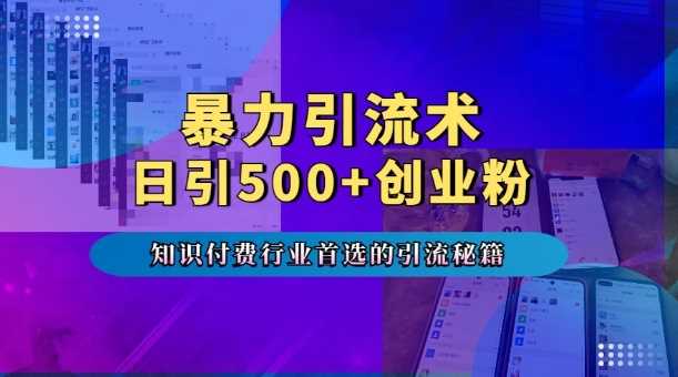 暴力引流术，专业知识付费行业首选的引流秘籍，一天暴流500+创业粉，五个手机流量接不完!-云壹网创