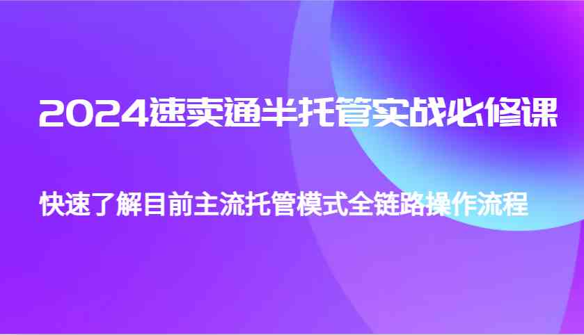 2024速卖通半托管从0到1实战必修课，帮助你快速了解目前主流托管模式全链路操作流程-云壹网创