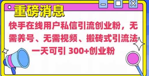 快手最新引流创业粉方法，无需养号、无需视频、搬砖式引流法【揭秘】-云壹网创
