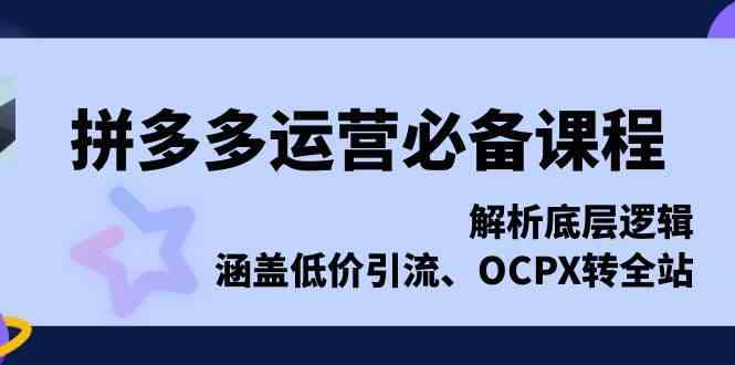 拼多多运营必备课程，解析底层逻辑，涵盖低价引流、OCPX转全站-云壹网创