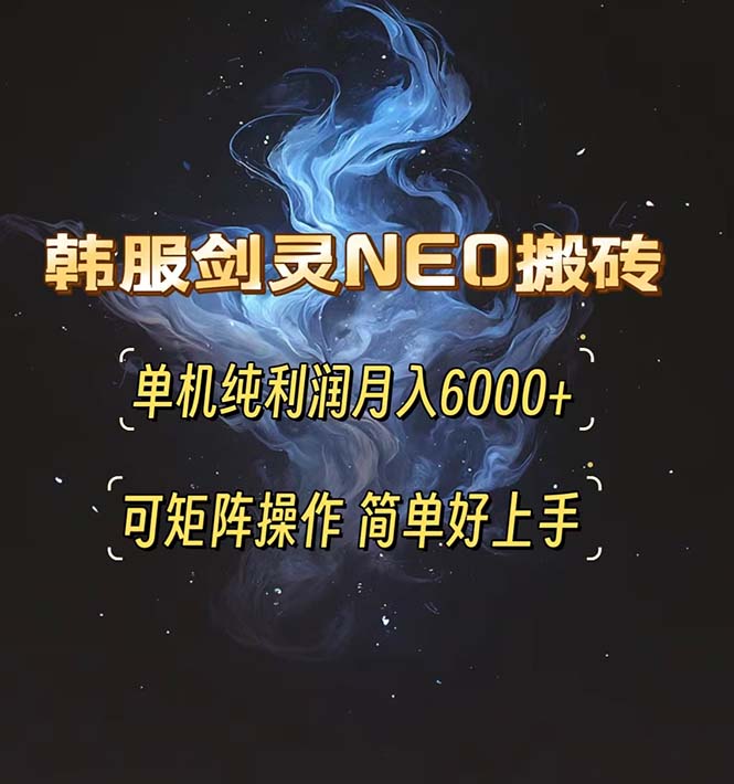 韩服剑灵NEO搬砖攻略，单机纯利润月入6000  可矩阵操作，简单好上手。-云壹网创