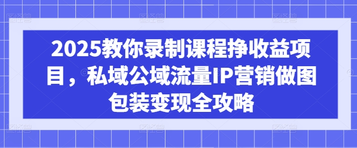 2025教你录制课程挣收益项目，私域公域流量IP营销做图包装变现全攻略-云壹网创