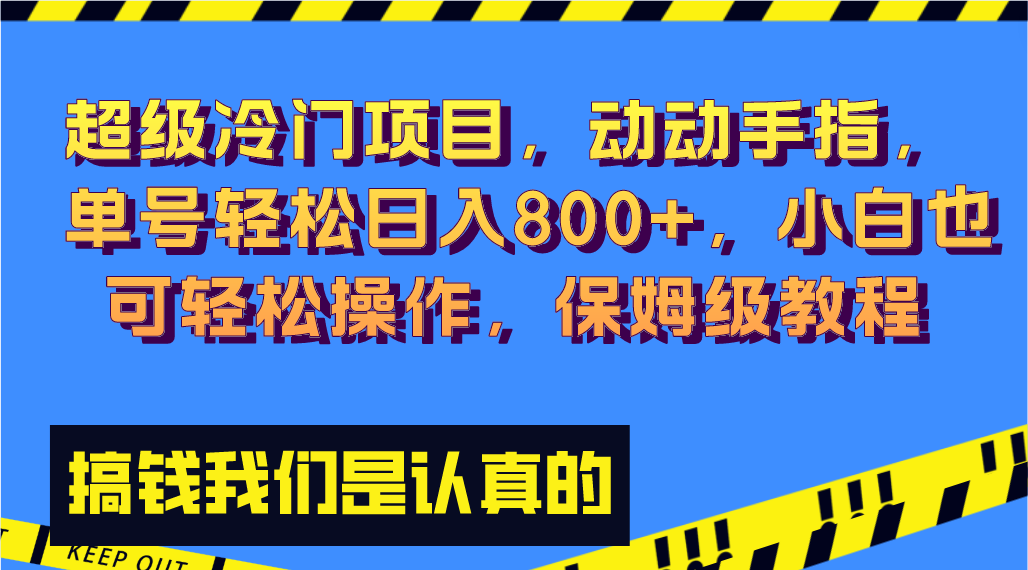 （8205期）超级冷门项目,动动手指，单号轻松日入800+，小白也可轻松操作，保姆级教程-云壹网创