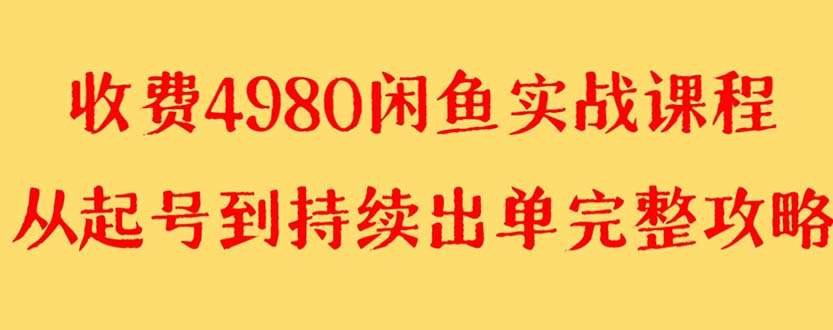 （8359期）外面收费4980闲鱼无货源实战教程 单号4000+-云壹网创