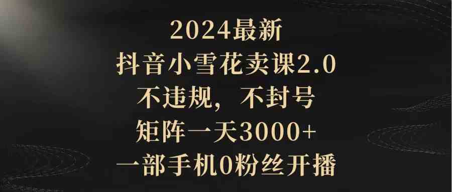 （9639期）2024最新抖音小雪花卖课2.0 不违规 不封号 矩阵一天3000+一部手机0粉丝开播-云壹网创