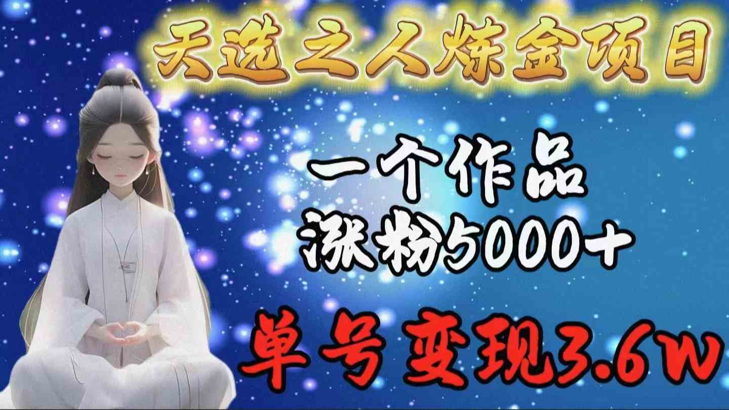 （9693期）天选之人炼金项目，一个作品涨粉5000+，单号变现3.6w-云壹网创