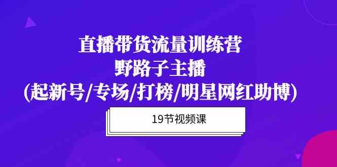 （10016期）直播带货流量特训营，野路子主播(起新号/专场/打榜/明星网红助博)19节课-云壹网创