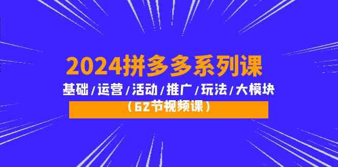 （10019期）2024拼多多系列课：基础/运营/活动/推广/玩法/大模块（62节视频课）-云壹网创