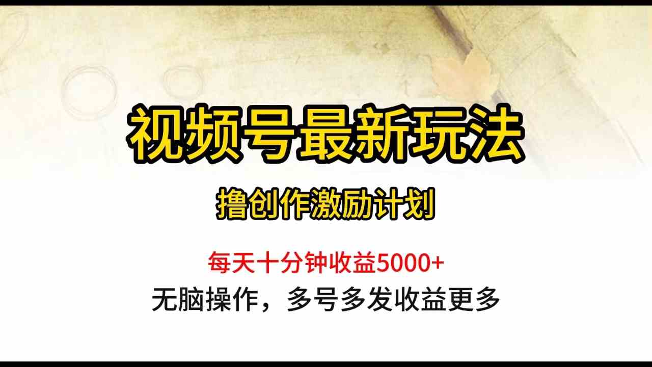 （10087期）视频号最新玩法，每日一小时月入5000+-云壹网创