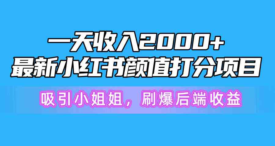 (10187期)一天收入2000+,最新小红书颜值打分项目,吸引小姐姐,刷爆后端收益-云壹网创