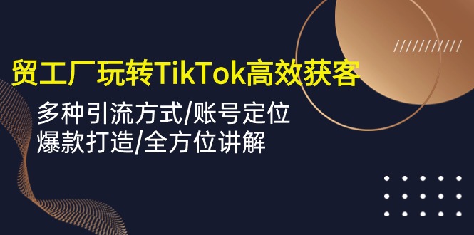 (10302期)外贸工厂玩转TikTok高效获客,多种引流方式/账号定位/爆款打造/全方位讲解-云壹网创