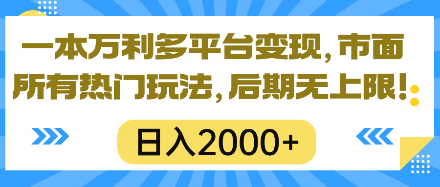 （10311期）一本万利多平台变现，市面所有热门玩法，日入2000+，后期无上限！-云壹网创