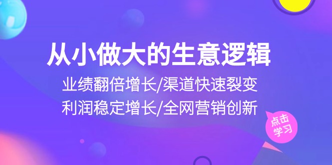 （10438期）从小做大生意逻辑：业绩翻倍增长/渠道快速裂变/利润稳定增长/全网营销创新-云壹网创