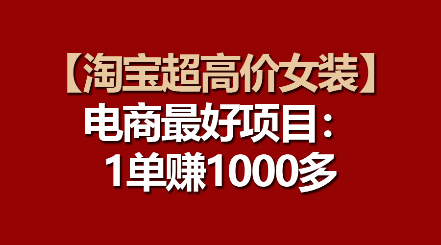 （10514期）【淘宝超高价女装】电商最好项目：一单赚1000多-云壹网创
