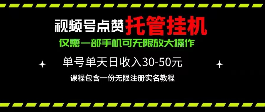 （10644期）视频号点赞托管挂机，单号单天利润30~50，一部手机无限放大（附带无限…-云壹网创