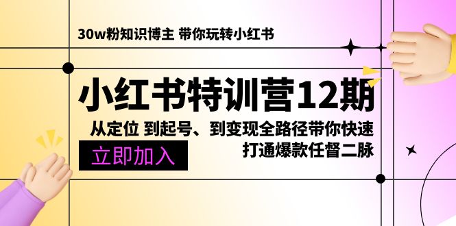 （10666期）小红书特训营12期：从定位 到起号、到变现全路径带你快速打通爆款任督二脉-云壹网创