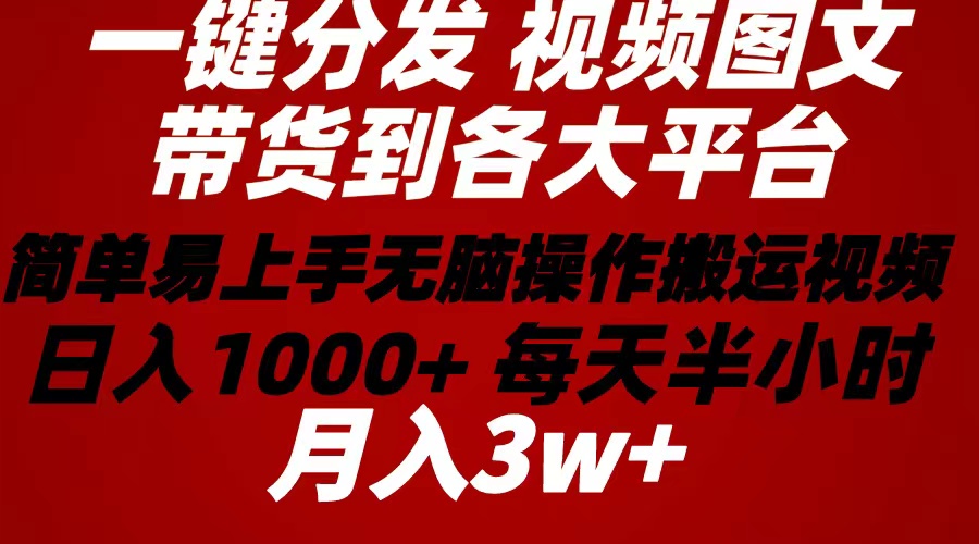 （10667期）2024年 一键分发带货图文视频  简单易上手 无脑赚收益 每天半小时日入1…-云壹网创