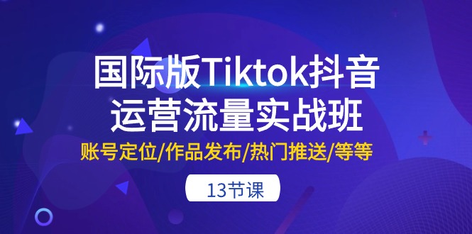 （10712期）国际版Tiktok抖音运营流量实战班：账号定位/作品发布/热门推送/等等-13节-云壹网创