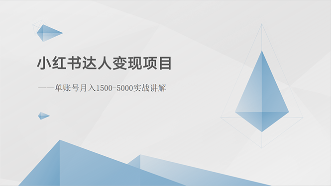 （10720期）小红书达人变现项目：单账号月入1500-3000实战讲解-云壹网创