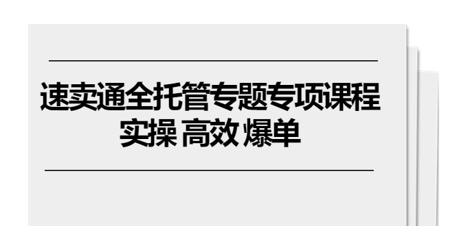 （10917期）速卖通 全托管专题专项课程，实操 高效 爆单（11节课）-云壹网创