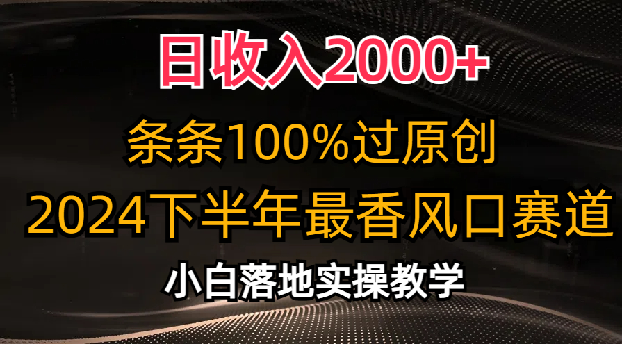 （10951期）日收入2000+，条条100%过原创，2024下半年最香风口赛道，小白轻松上手-云壹网创