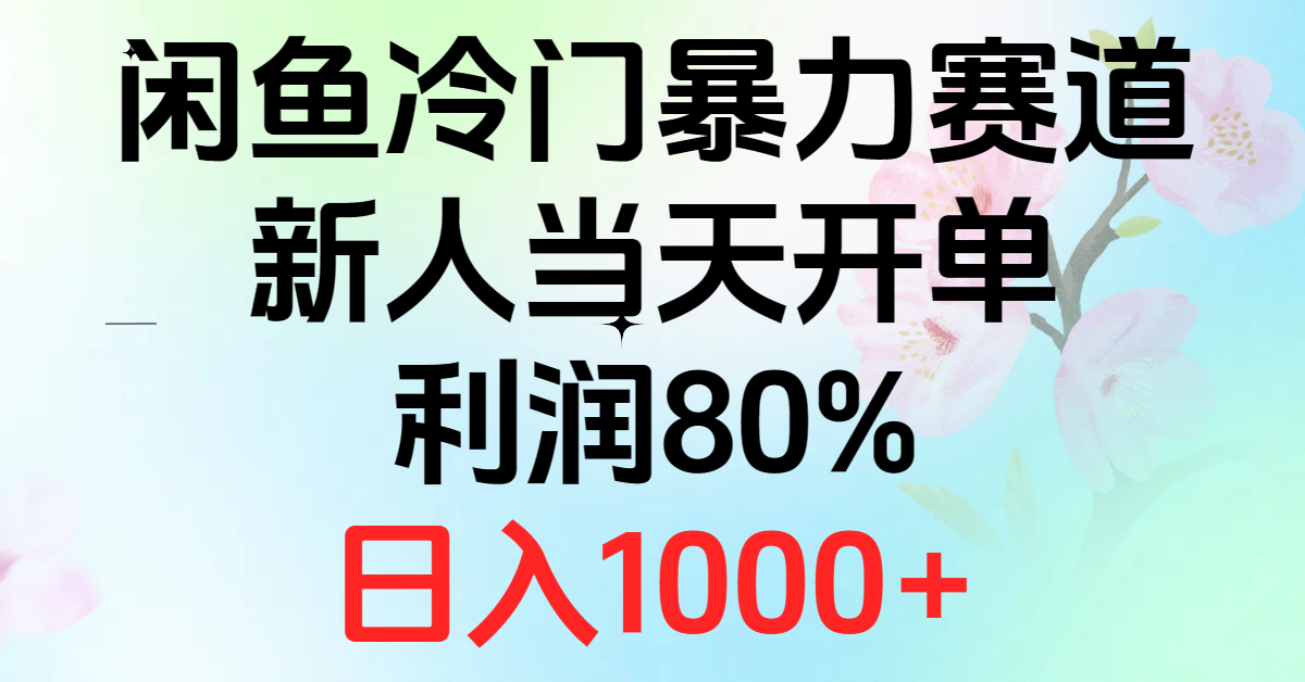 （10985期）2024闲鱼冷门暴力赛道，新人当天开单，利润80%，日入1000+-云壹网创