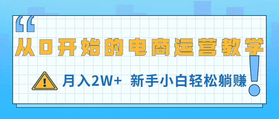 (11081期)从0开始的电商运营教学,月入2W+,新手小白轻松躺赚-云壹网创