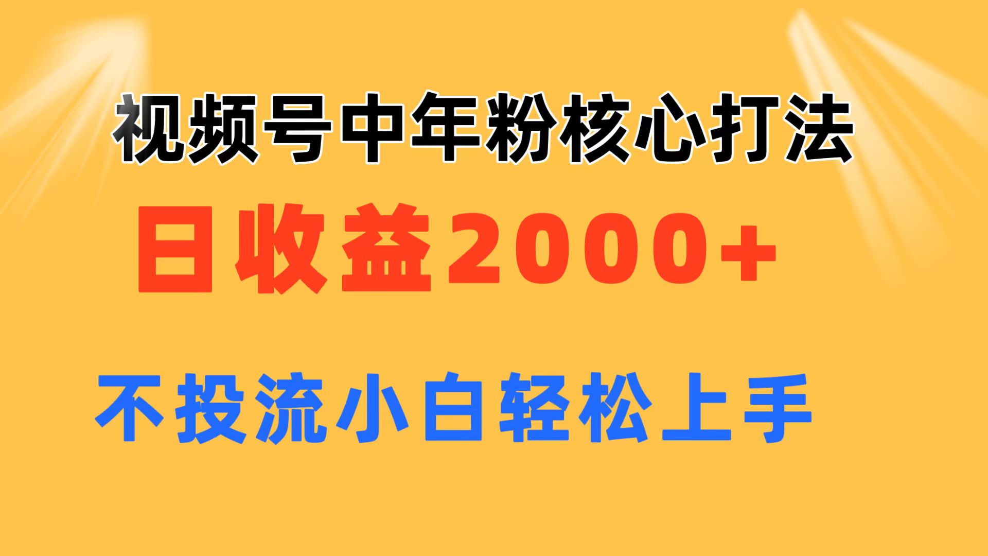 （11205期）视频号中年粉核心玩法 日收益2000+ 不投流小白轻松上手-云壹网创