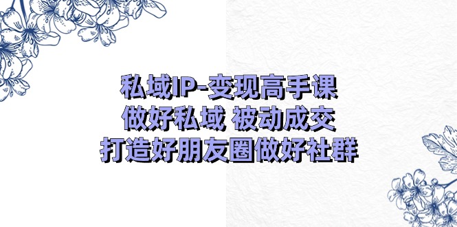 （11209期）私域IP-变现高手课：做好私域 被动成交，打造好朋友圈做好社群（18节）-云壹网创