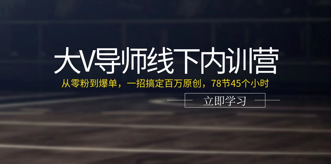 （11261期）大V导师线下内训营：从零粉到爆单，一招搞定百万原创，78节45个小时-云壹网创
