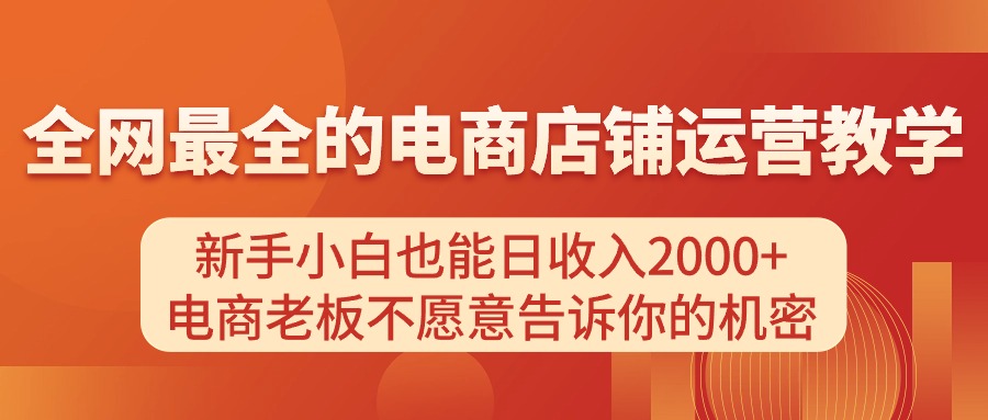 （11266期）电商店铺运营教学，新手小白也能日收入2000+，电商老板不愿意告诉你的机密-云壹网创