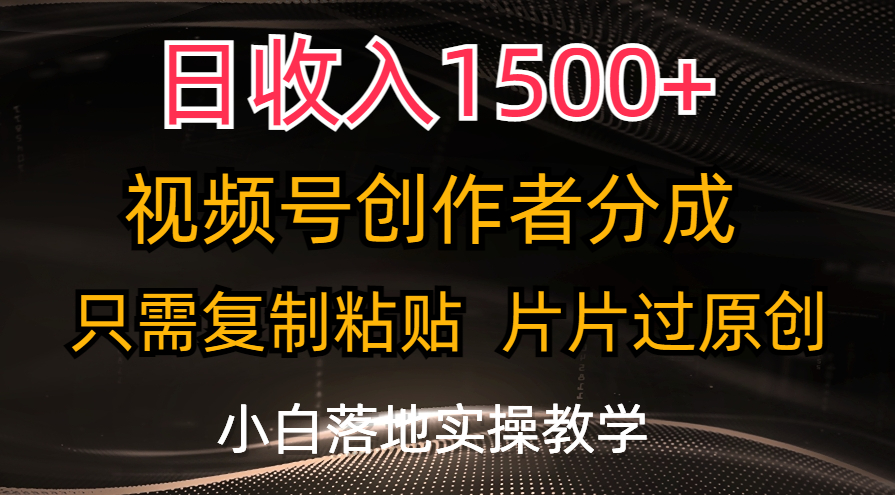 (11339期)日收入1500+,视频号创作者分成,只需复制粘贴,片片过原创,小白也可…-云壹网创