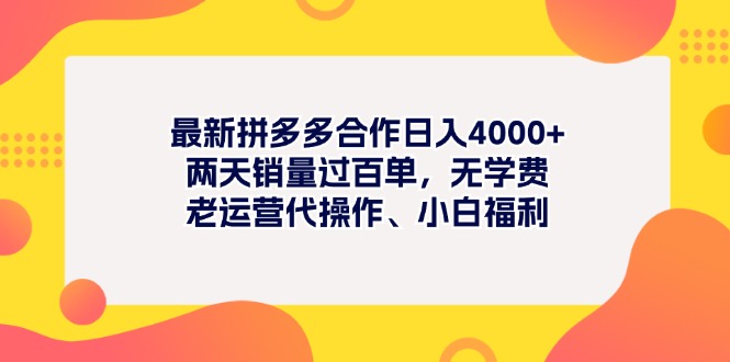 （11410期）最新拼多多项目日入4000+两天销量过百单，无学费、老运营代操作、小白福利-云壹网创