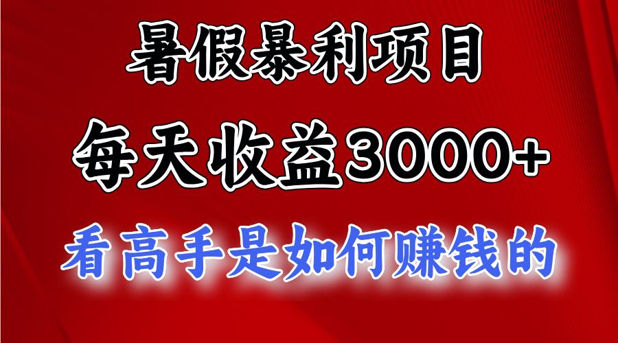 （11422期）暑假暴利项目，每天收益3000+ 努努力能达到5000+，暑假大流量来了-云壹网创