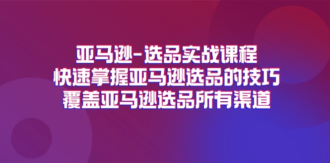 （11620期）亚马逊-选品实战课程，快速掌握亚马逊选品的技巧，覆盖亚马逊选品所有渠道-云壹网创