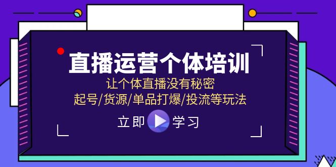 （11636期）直播运营个体培训，让个体直播没有秘密，起号/货源/单品打爆/投流等玩法-云壹网创