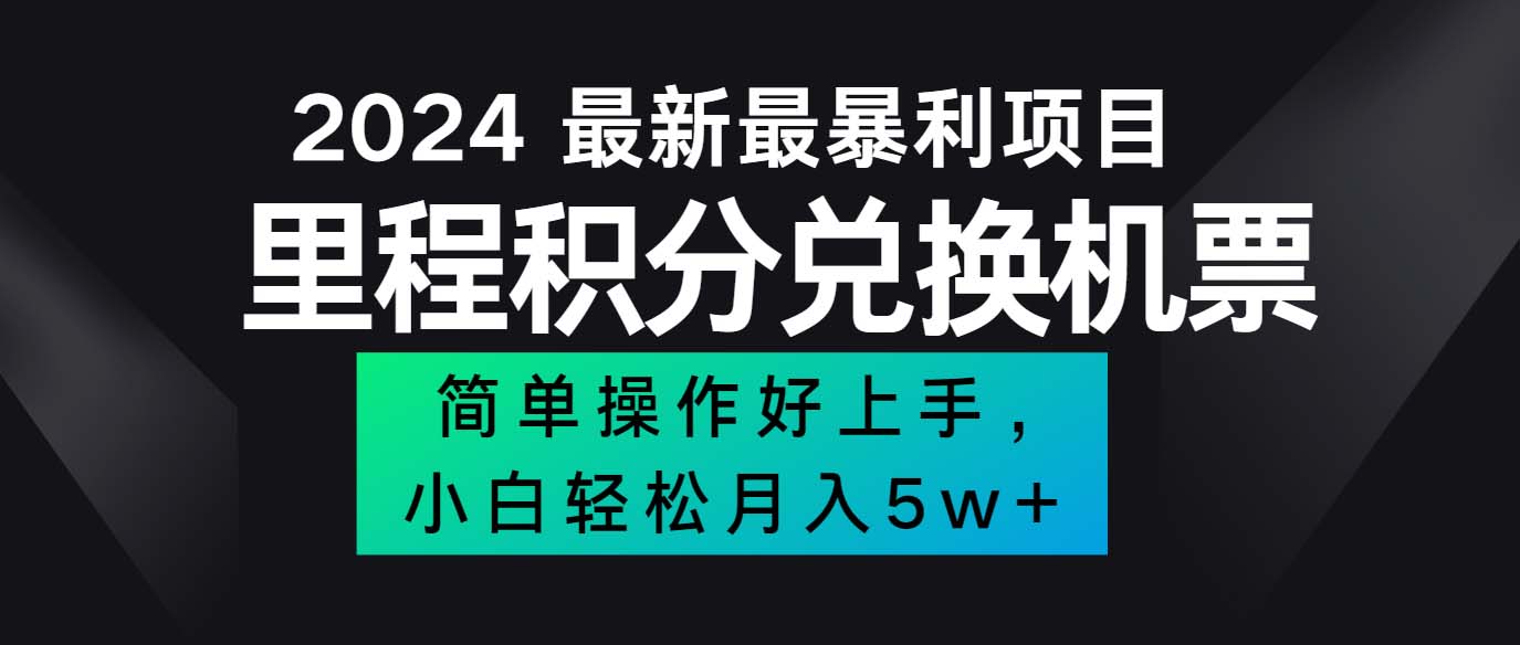 （12016期）2024最新里程积分兑换机票，手机操作小白轻松月入5万++-云壹网创