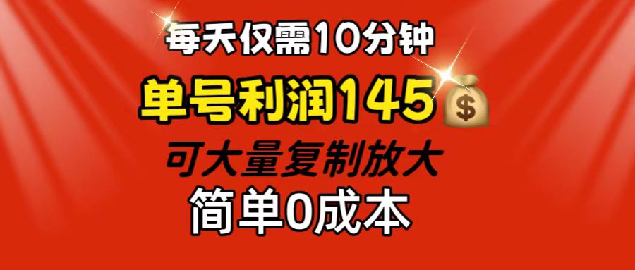 （12027期）每天仅需10分钟，单号利润145 可复制放大 简单0成本-云壹网创