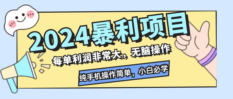 （12130期）2024暴利项目，每单利润非常大，无脑操作，纯手机操作简单，小白必学项目-云壹网创