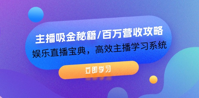（12188期）主播吸金秘籍/百万营收攻略，娱乐直播宝典，高效主播学习系统-云壹网创