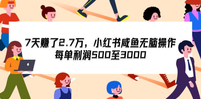 （12192期）7天收了2.7万，小红书咸鱼无脑操作，每单利润500至3000-云壹网创