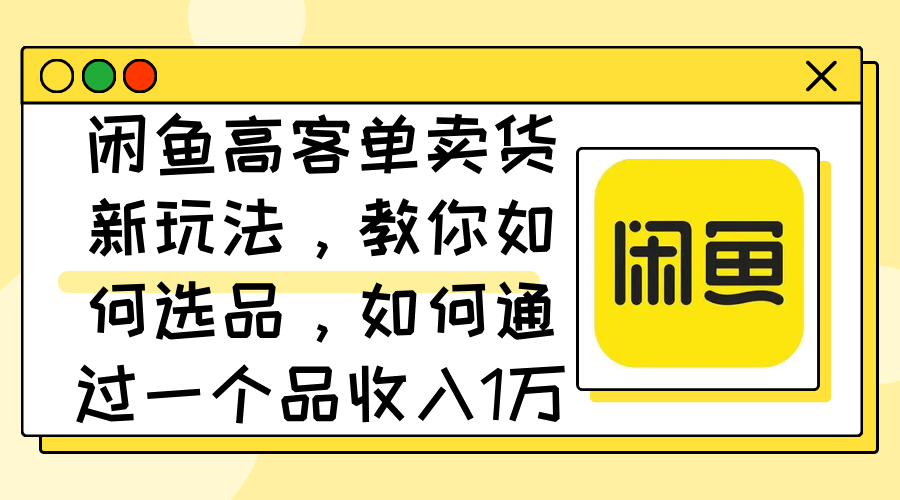 （12387期）闲鱼高客单卖货新玩法，教你如何选品，如何通过一个品收入1万+-云壹网创