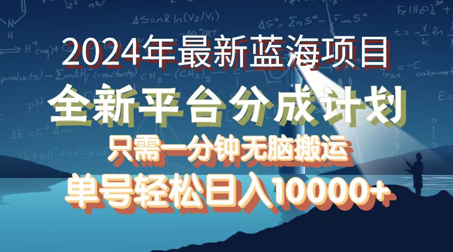（12486期）2024年最新蓝海项目，全新分成平台，可单号可矩阵，单号轻松月入10000+-云壹网创